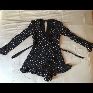 Zara Polka Dot Shorts Jumpsuit size Small